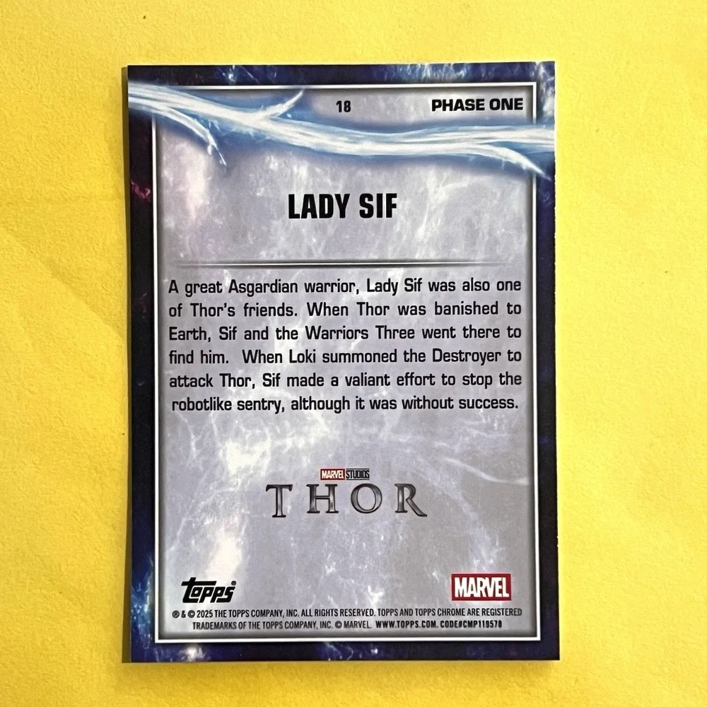2025 Topps Chrome‎ Marvel Studios Phase One Lady Sif #18 Thor